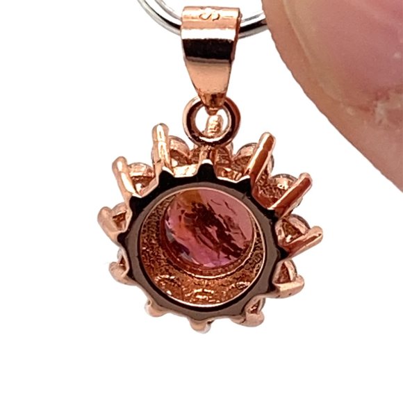 Red Tourmaline .85ct Rose Gold Finish Solid 925 Sterling Silver Pendant - Picture 3 of 7